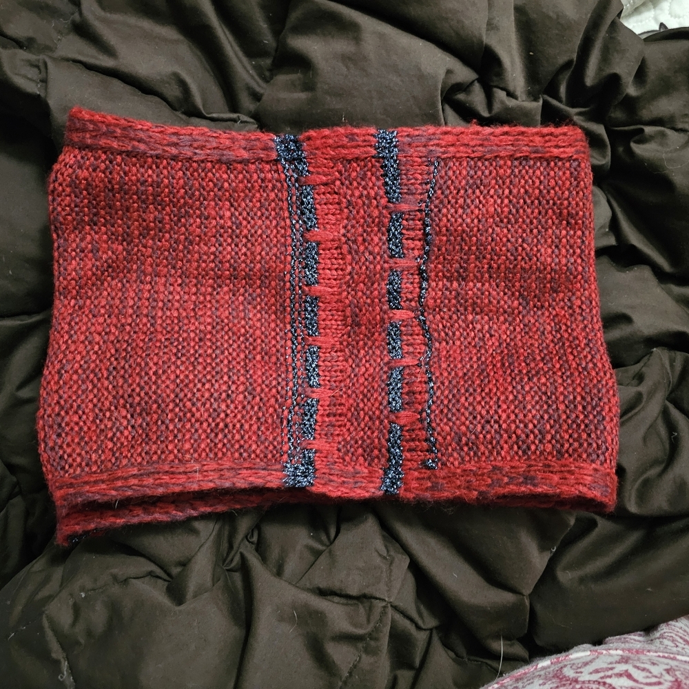 Simply Vera Vera Wang Red and Sparkly Blue Knit Scarf